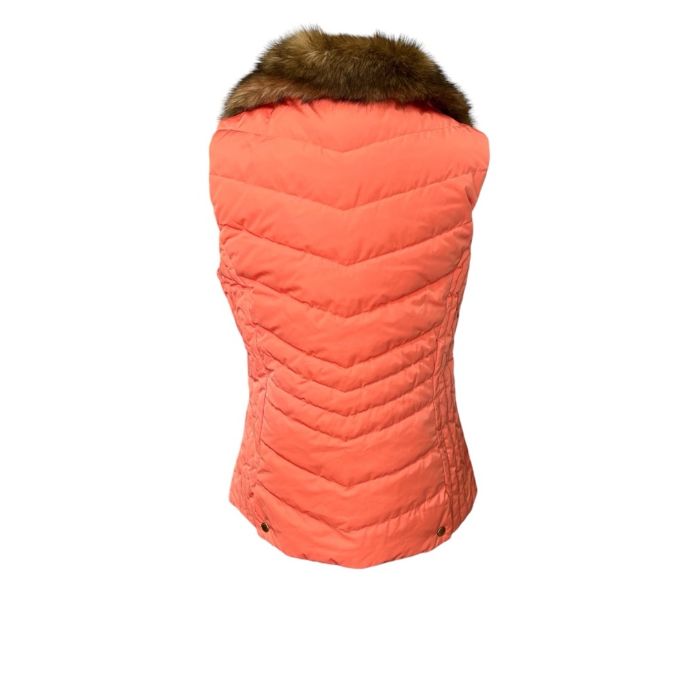 NWT Talbots Orange Down Quilted Vest Detachable Fur Collar M - Picture 4 of 12